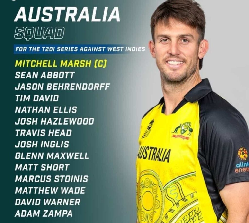 Australia Announce T20I Squad Mitchell Marsh to Lead Australia in T20I Series Against West Indies